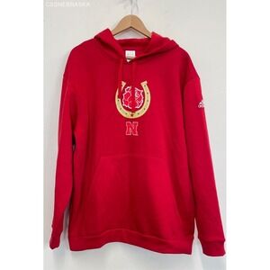 Adidas Red Nebraska Huskers Horseshoe/Rose Hoodie - Size L